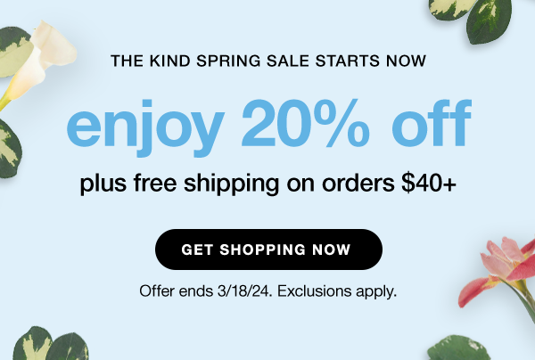 enjoy 20% off plus free shipping on orders $40+