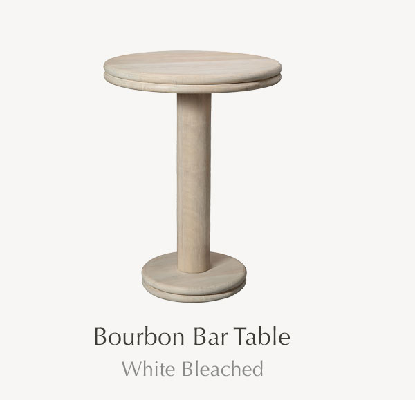 Bourbon Bar Table in White Bleached Wood - SHOP NOW