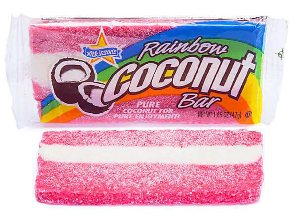 127383 - Atkinson Rainbow Coconut Candy Bars: 24-Piece Box