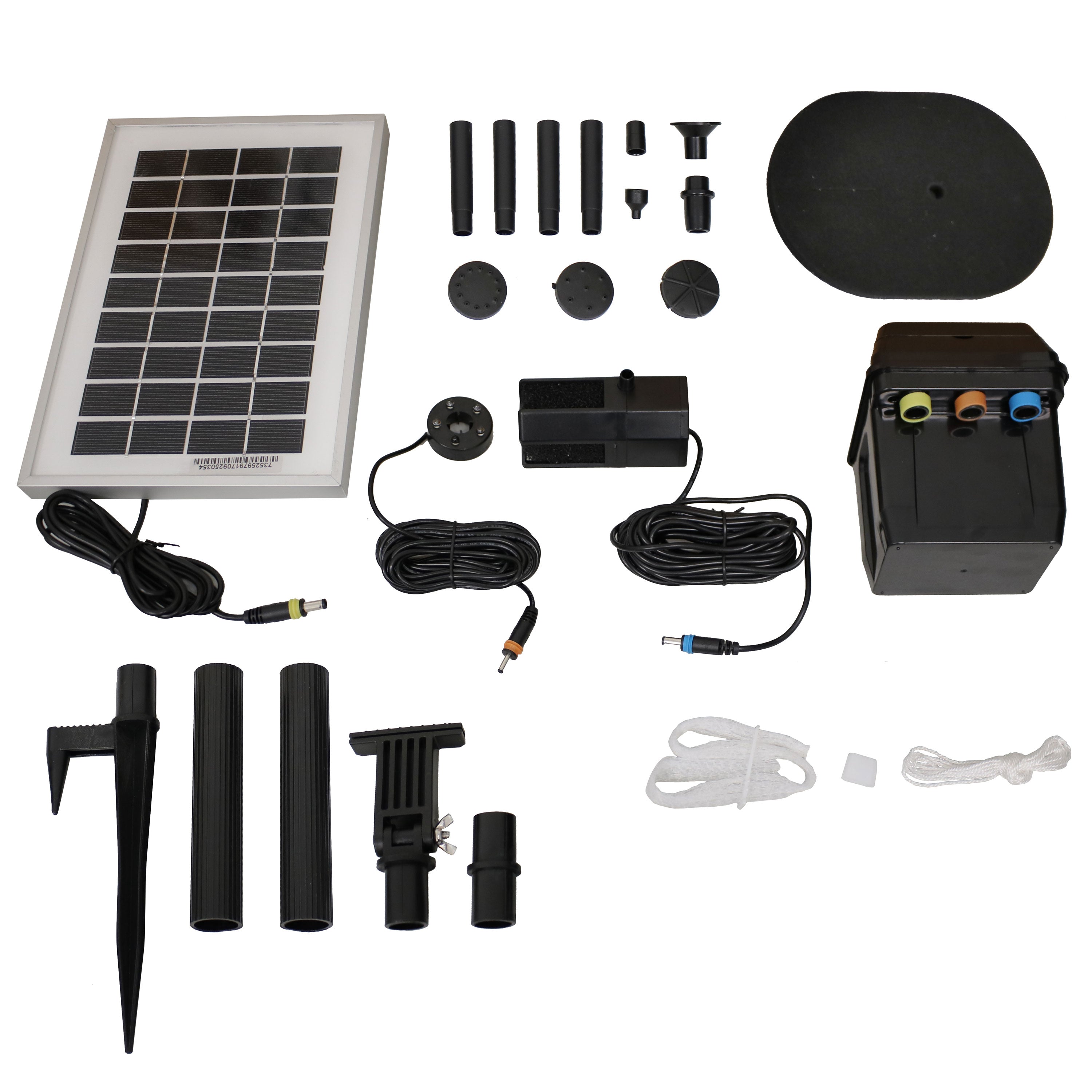 Sunnydaze Solar Pump and Panel Kit with Battery Pack and LED Light - 66 GPH - 36" Lift