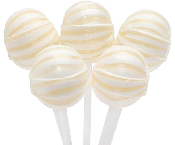 133891 - YumJunkie Sassy Spheres Pineapple White Striped Ball Lollipops: 100-Piece Bag