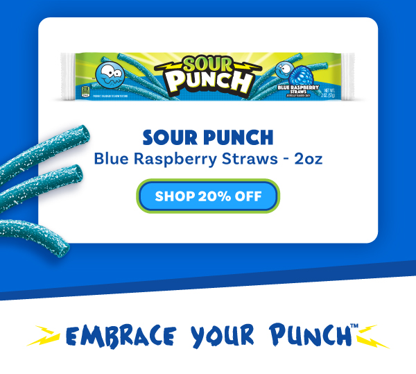 Sour Punch Blue Raspberry Straws - 2oz