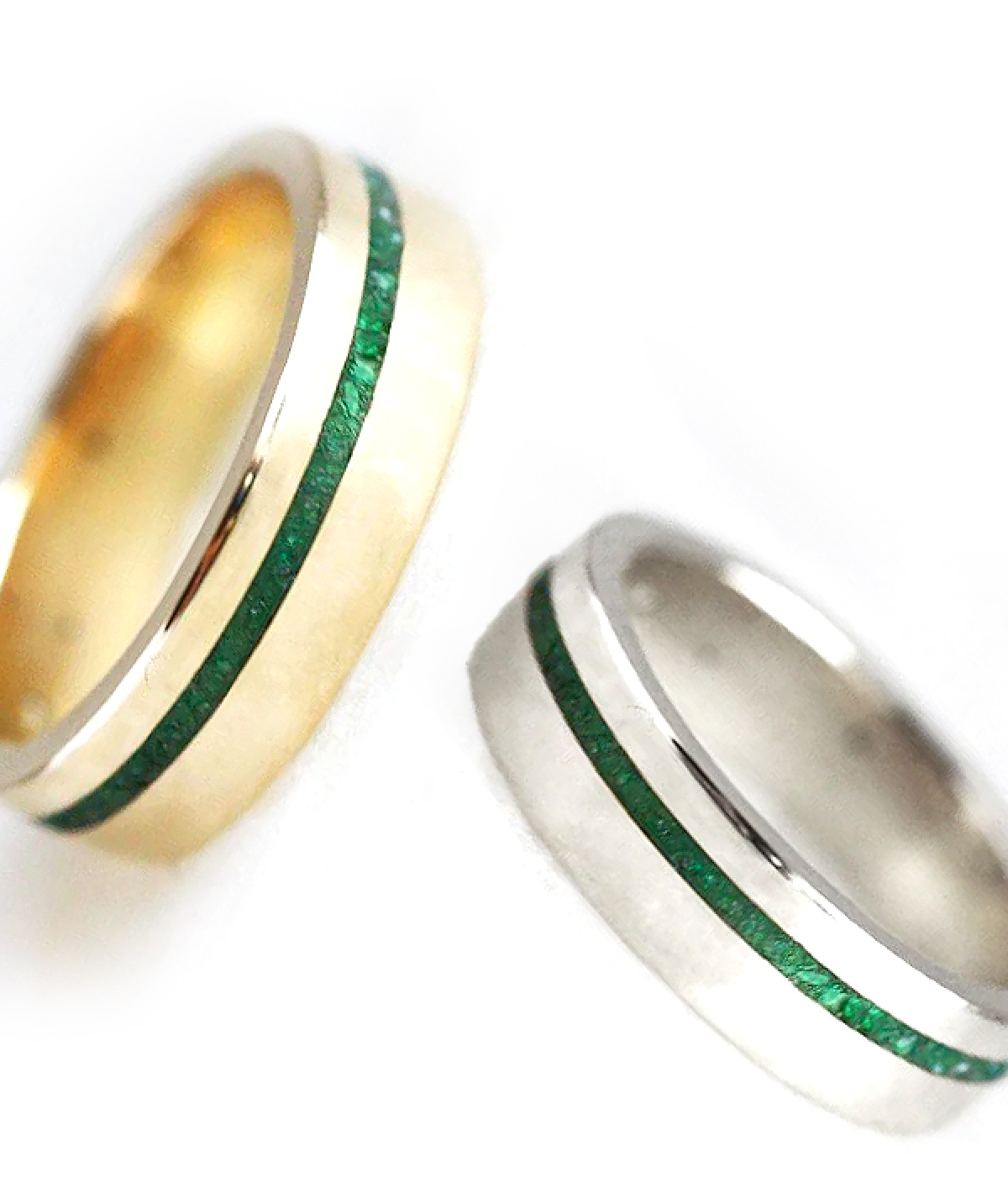 Yuri Emerald Inlay Wedding Band