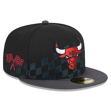  New Era Black   Rally Drive Checkerboard 59FIFTY Crown Fitted Hat