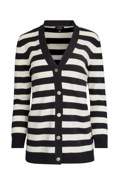 Striped Button-Front Cardigan