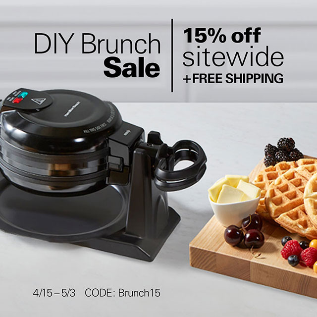 Shop the DIY Brunch sale with 15 percent off site wide and free shipping with code Brunch15 from April 15th and may 3rd