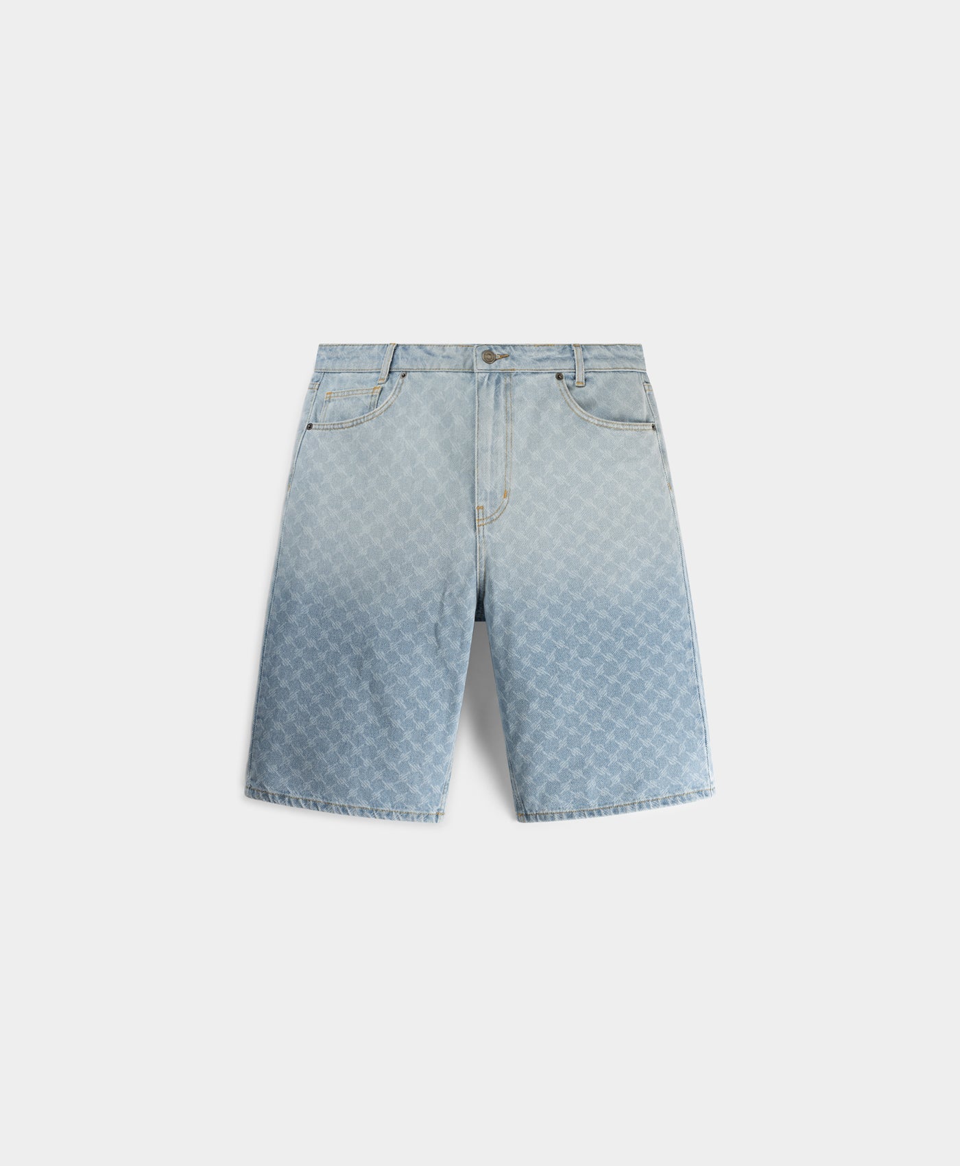 Image of Mid Blue Zella Monogram Denim Shorts