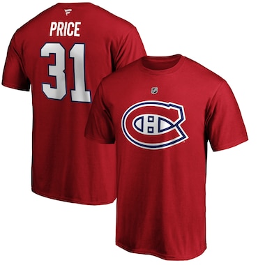  Fanatics Carey Price Red  Team Authentic Stack Name & Number T-Shirt