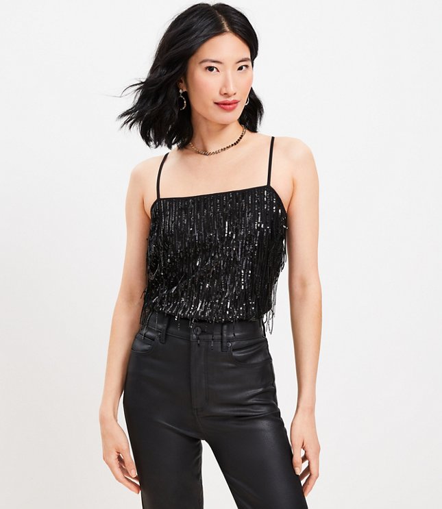 Petite Sequin Square Neck Cami