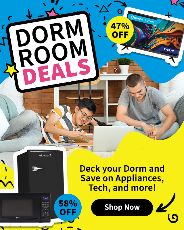 Back to School Dorm Room Deals. Deck your Dorm and Save on Appliances, tech and More. Shop Now