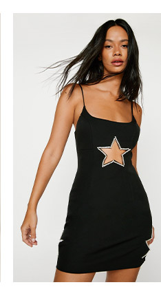 Diamante Star Cut Out Mini Dress