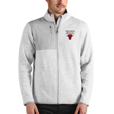 Men's Antigua Heathered Gray Chicago Bulls Fortune Full-Zip Jacket