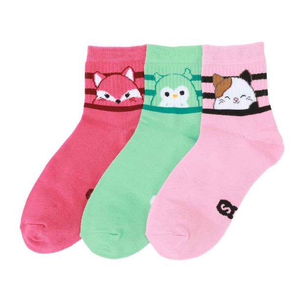 Squishmallow Women's 3 Pack Quarter Crew Socks