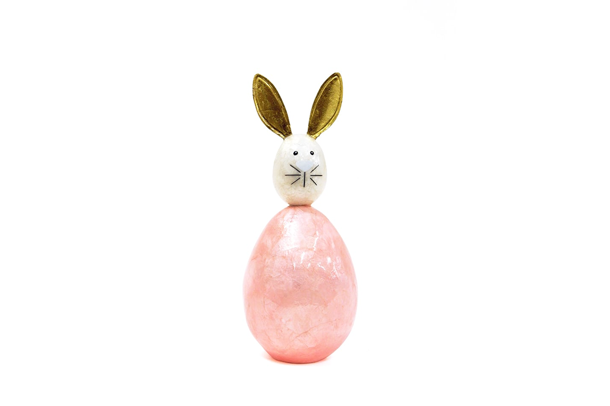 Image of Capiz Tabletop Bunny White & Pink