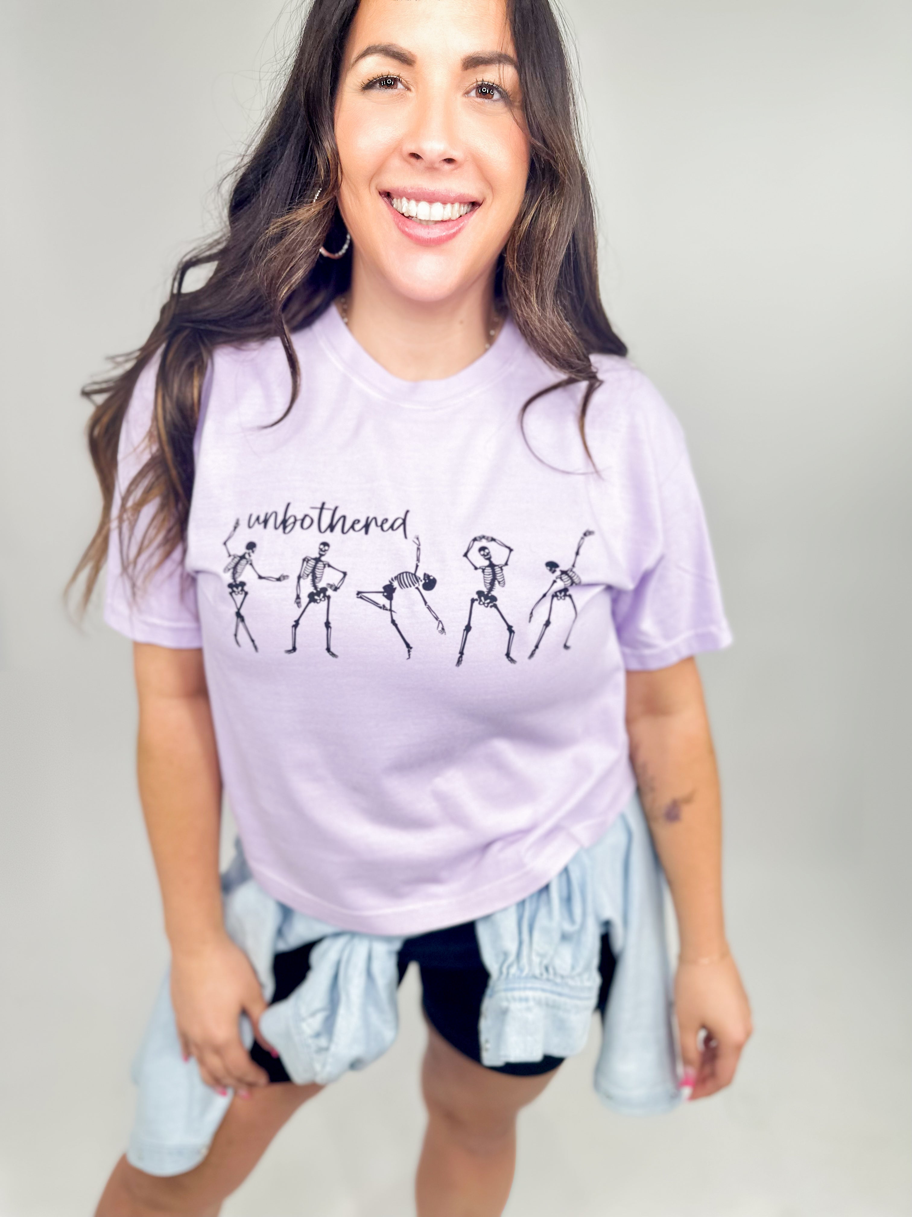 Image of Unbothered Dancing Skeleton Boxy Graphic Tee