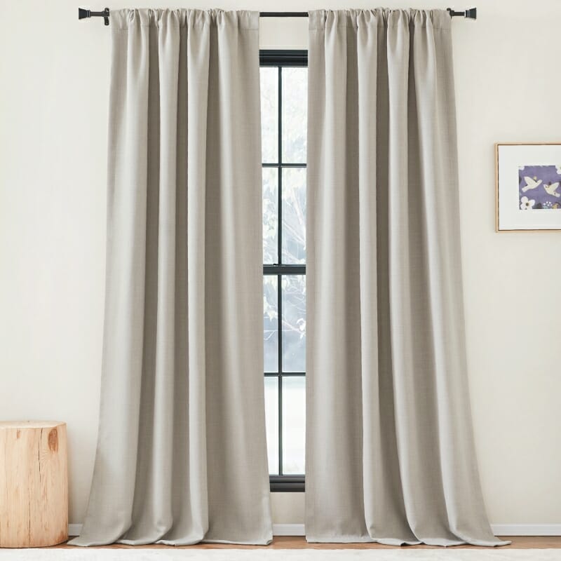 Custom 4 Layers 100% Blackout Thermal Insulated Zoe Faux Linen Soundproof & Anti-Dust Curtain