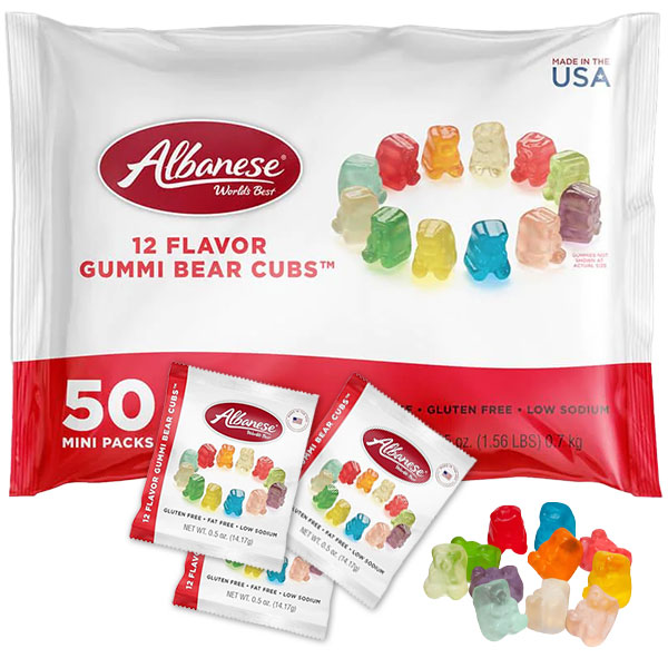 161229 - Albanese 12 Flavor Gummi Bear Cubs Fun Size Packs: 50-Piece Bag