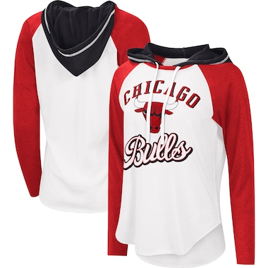  G-III 4Her by Carl Banks White  MVP Raglan Hoodie Long Sleeve T-Shirt