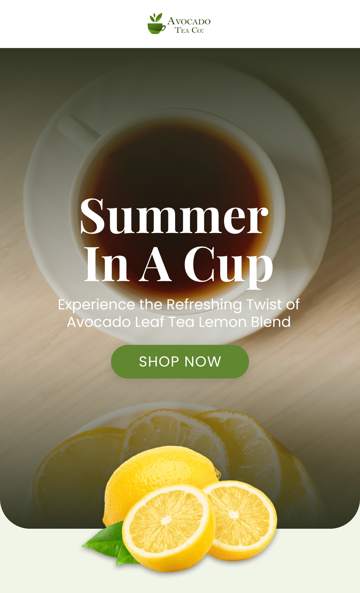 Summer  In A Cup Experience the Refreshing Twist of Avocado Leaf Tea Lemon Blend