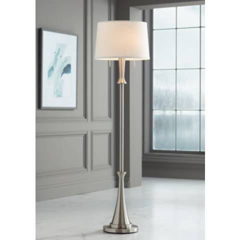 360 Lighting Karl 63 3/4" High Luxe Modern Brushed Nickel Floor Lamp