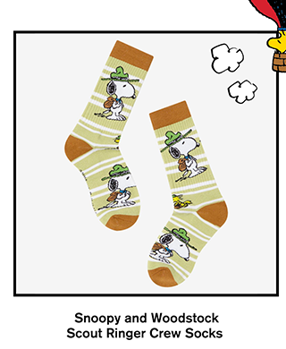 Snoopy and Woodstock Scout Ringer Crew Socks