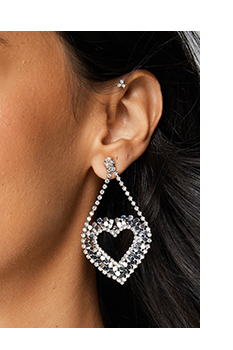 Mirror Diamante Heart Earrings