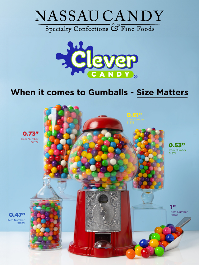 Nassau Candy Clever Candy Assorted Size Gumballs