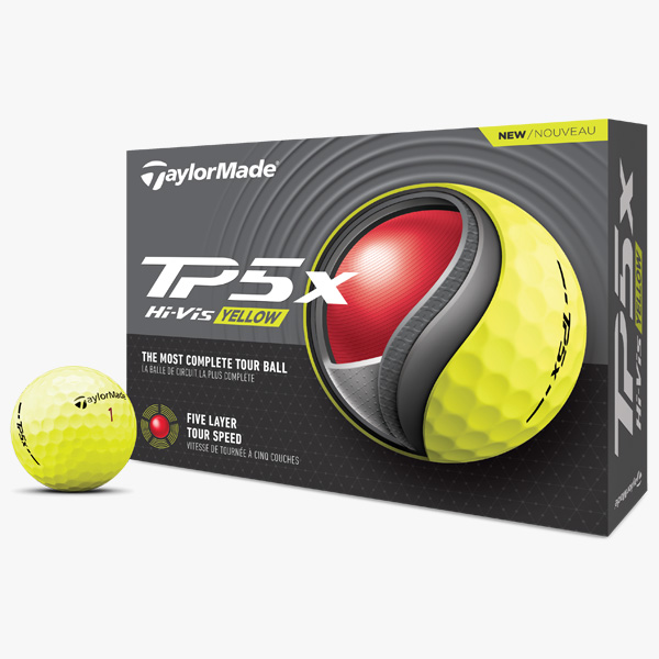 Yellow TP5x Golf Ball and packaging