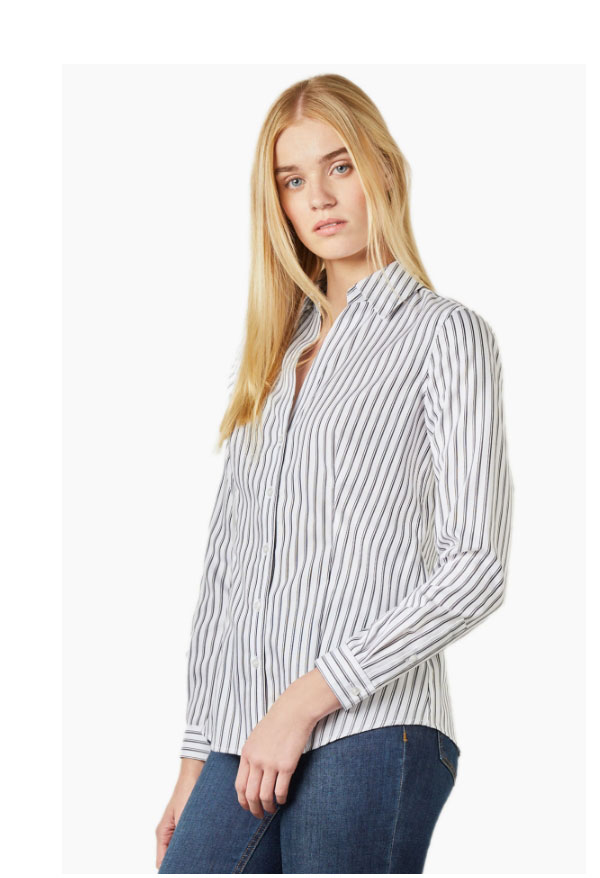 Striped Easy-Care Button-Up Shirt