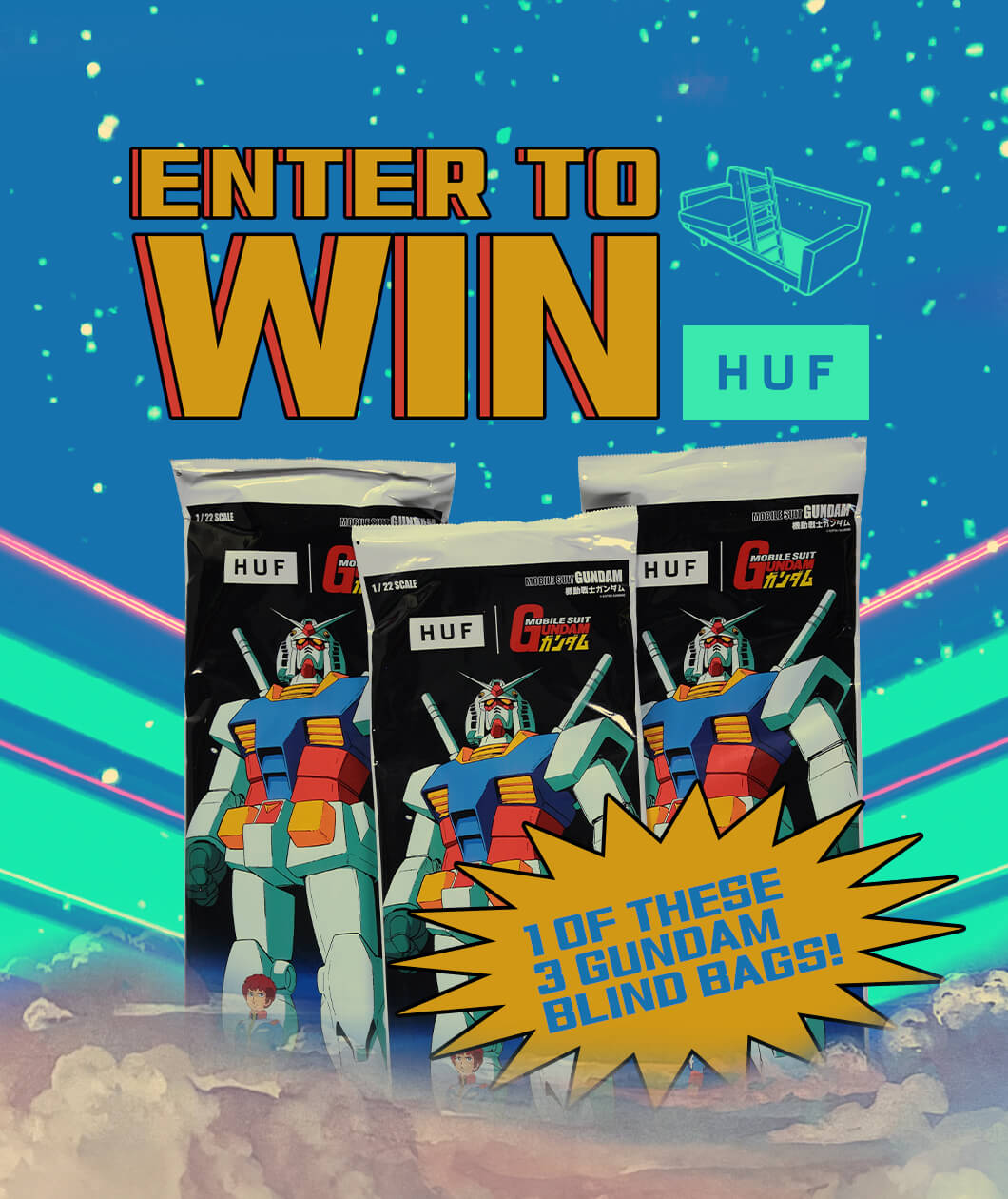 HUF x Gundam Blind Bag sweepstakes 