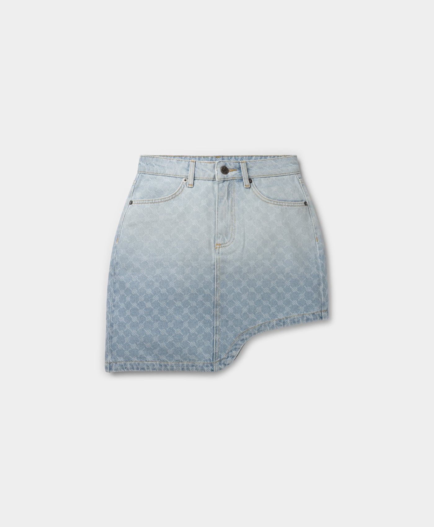 Image of Mid Blue Zella Monogram Denim Skirt