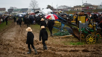 Auction at the 56th annual mud sale to benefit the local fire department in Gordonville, Pa., March 9, 2024.