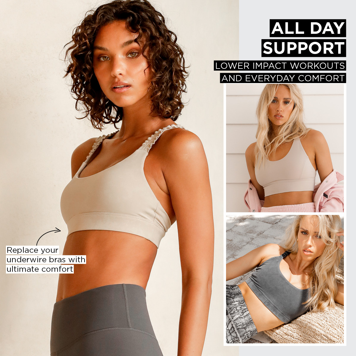 Shop All Day Support Sports Bras for lower impact workouts!