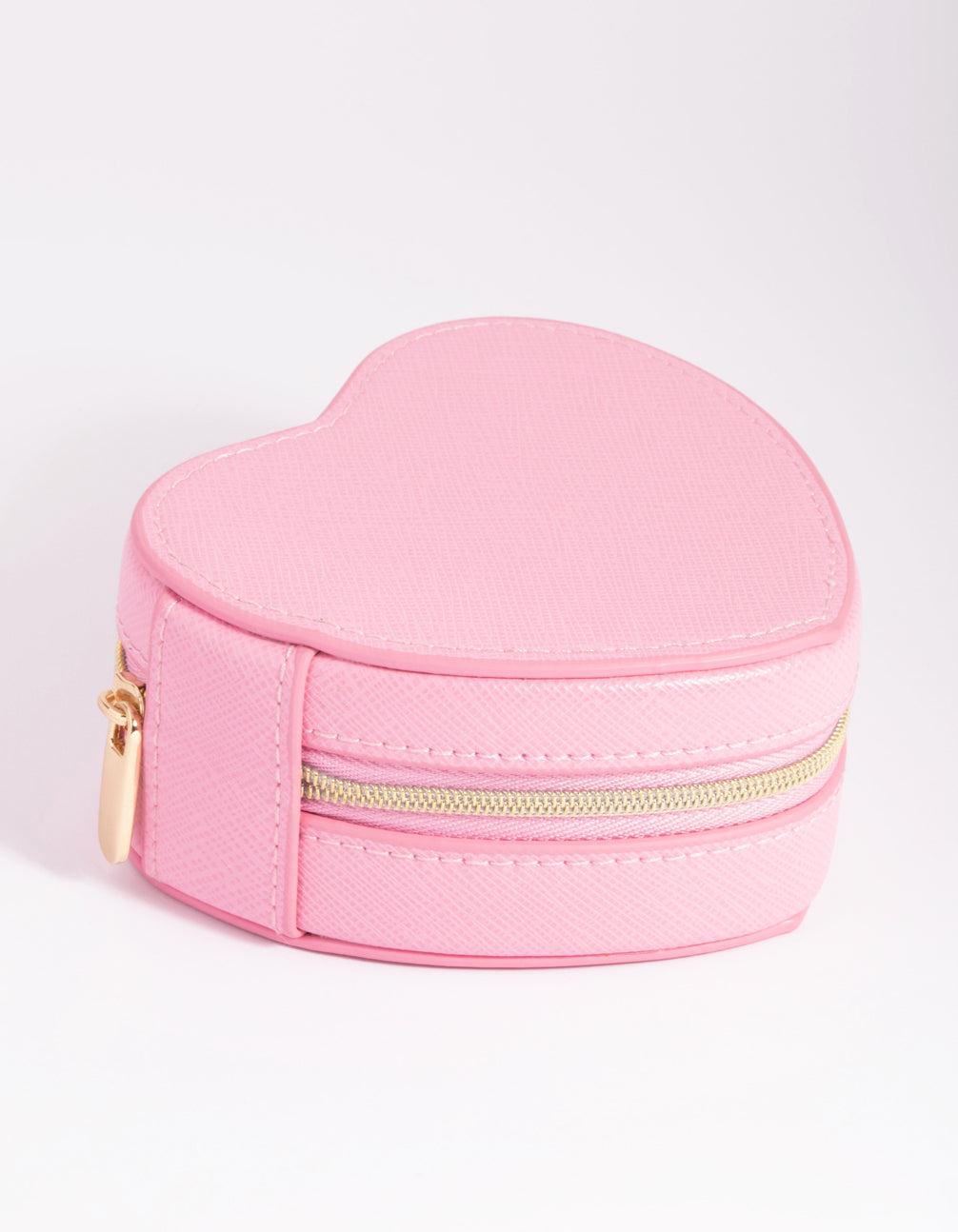 Image of Pink Faux Leather Heart Travel Jewellery Box