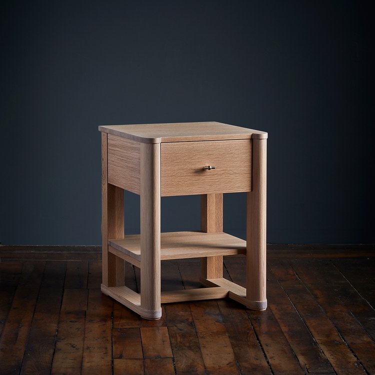 Custom Hull Bedside Table in White Oak