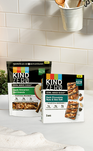 stock up on KIND ZEROg added sugar snacks