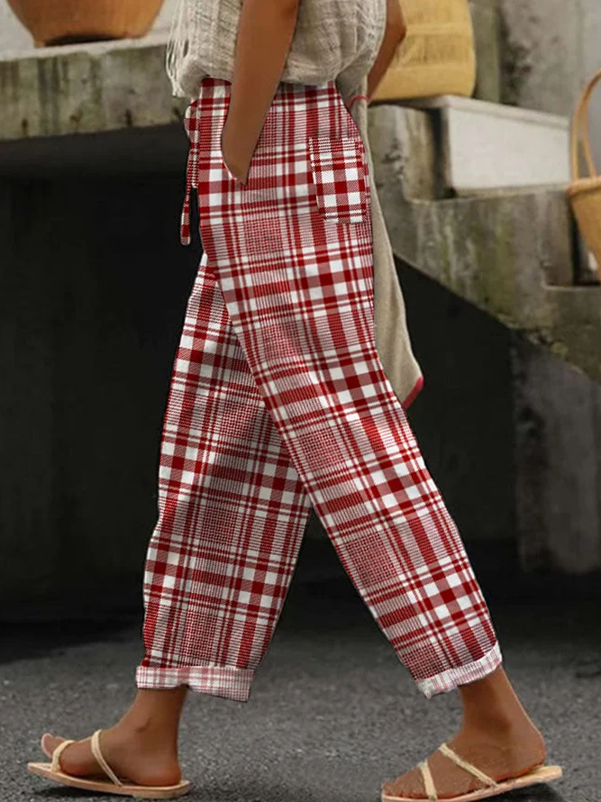 Casual Plaid Long Pant