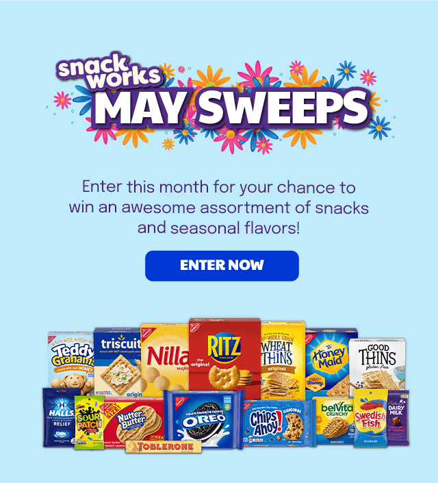 snackworks MAY SWEEPS - Enter this month for your chance to win an awesome assortment of snacks and seasonal flavors! - ENTER NOW