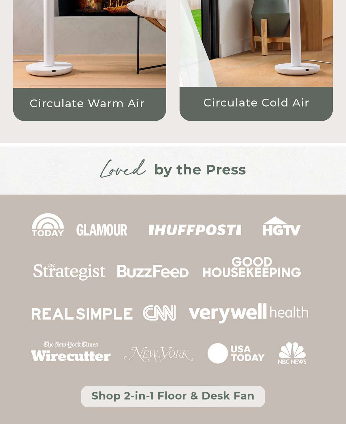 The 2-In-1 Floor & Desk Fan Is Loved By The Press Such As Today, Glamour, and HuffPost