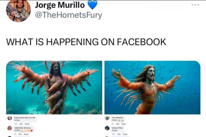 AI-generated images of Shrimp Jesus on Facebook