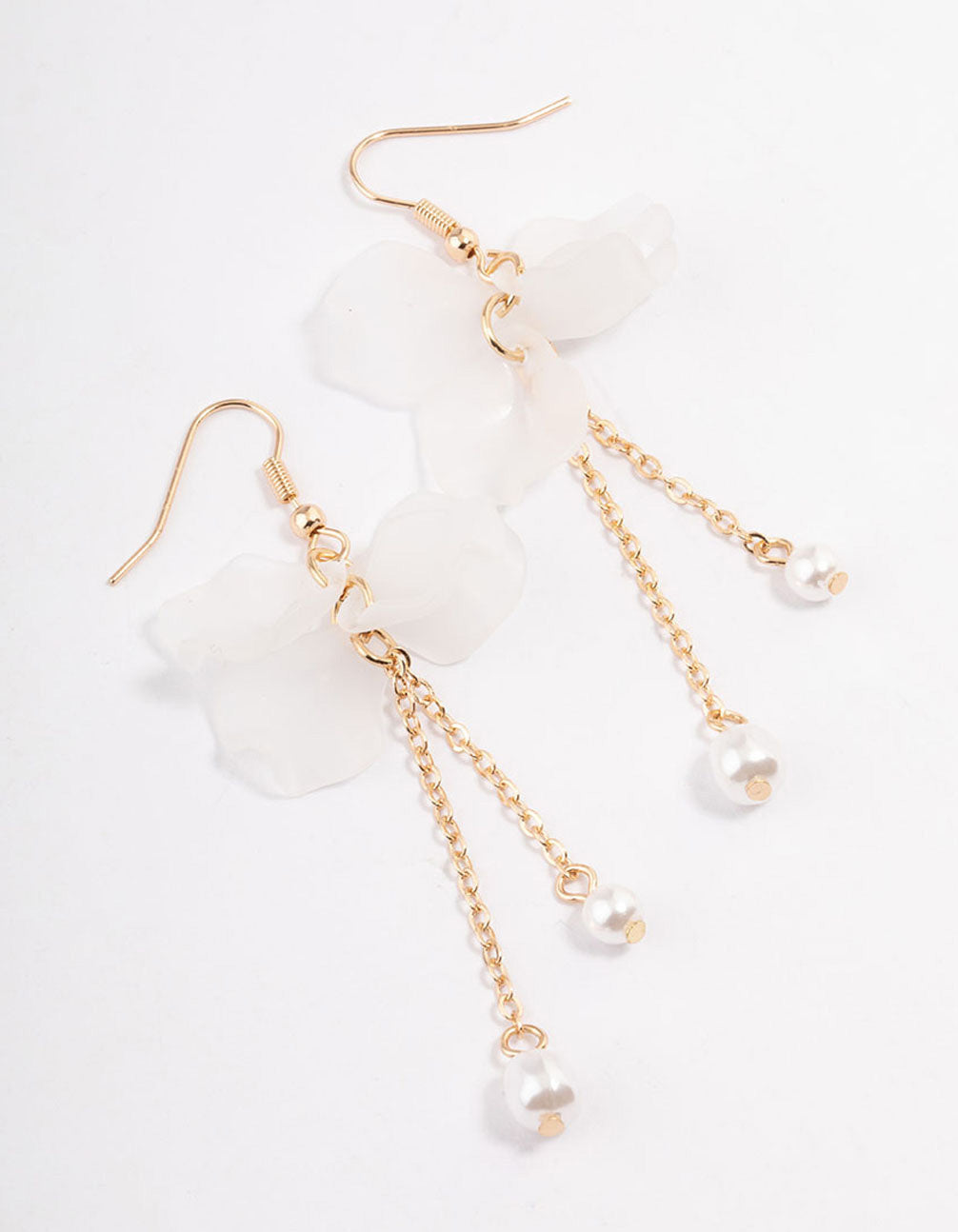 Image of White Dainty Petal Pearl Drop Earrings