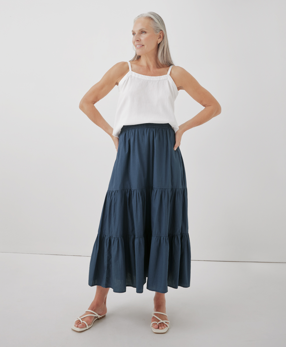 Image of Women's Sunset Light Gauze Tiered Skirt