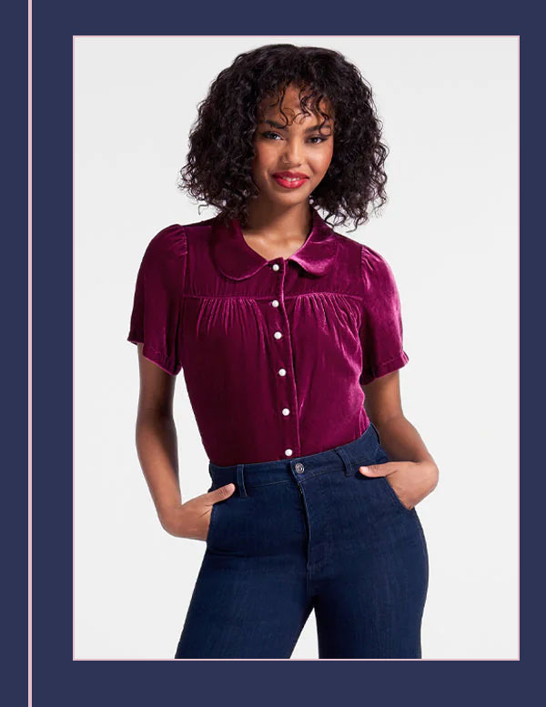 Made For Merriment Velvet Button-Up Top