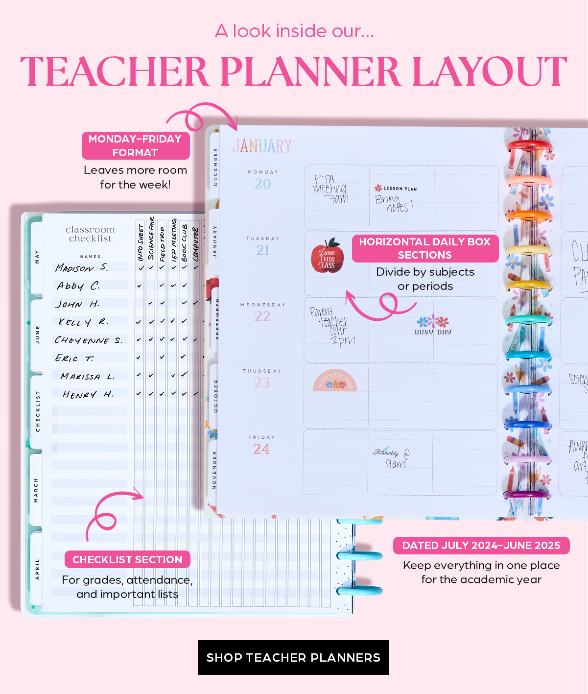 A look inside our Teacher Planner Layout