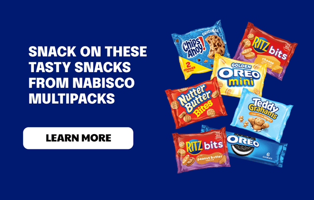 SNACK ON THESE TASTY SNACKS FROM NABISCO MULTIPACKS - LEARN MORE