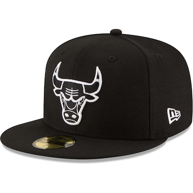  New Era Black  Black & White Logo 59FIFTY Fitted Hat