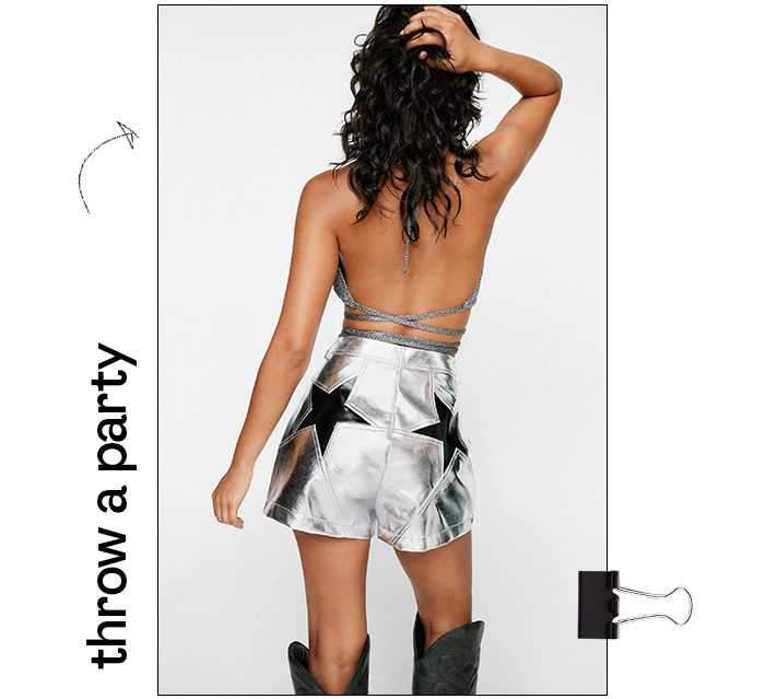 Faux Leather Metallic Star Bum Shorts