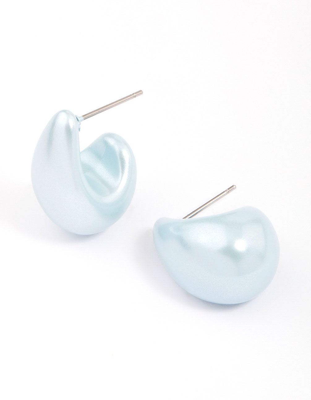 Image of Blue Iridescent Teardrop Huggie Earrings