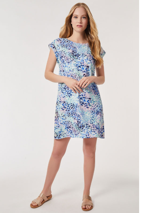 Printed Side Button Swing Dress