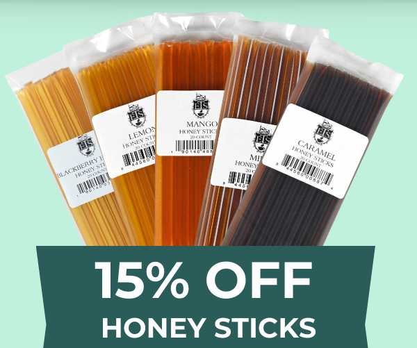 15% off honey sticks.